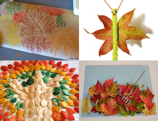 Artigianato di bambini in materiale naturale sul tema dell'autunno