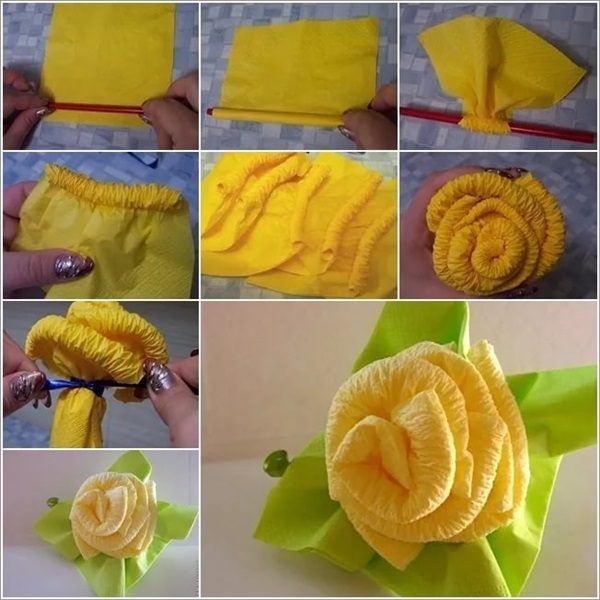 Rose da un tovagliolo con le tue mani