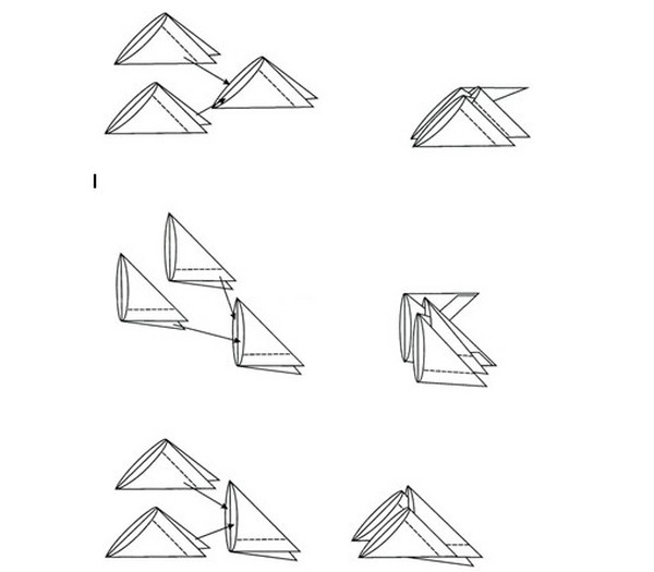 Origami modulari: animali - Schemi di assemblaggio