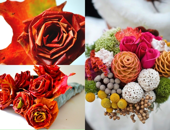 Bouquet d'autunno: artigianato in materiale naturale