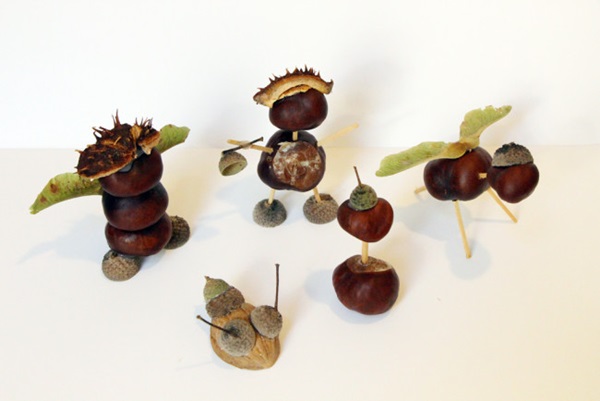Artigianato di castagne sul tema dell'autunno