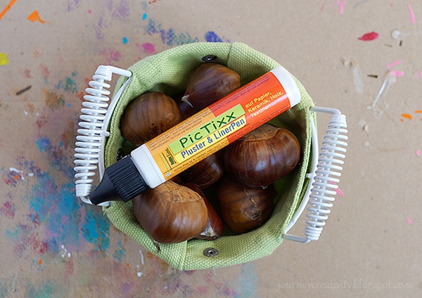 Artigianato di castagne sul tema dell'autunno