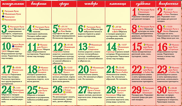 Calendario dei semi lunari per aprile 2017
