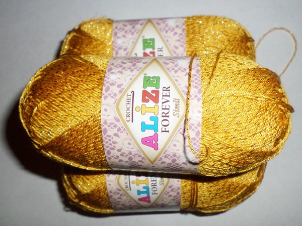 3 matasse di filo giallo brillante con lurex