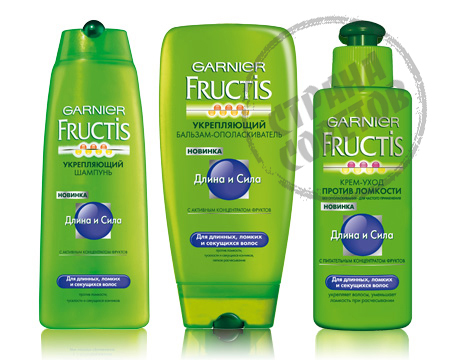 Garnier Fructis "Lunghezza e forza" shampoo, balsamo, crema