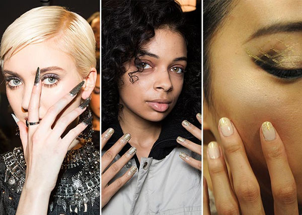 Glitter e pietre di Swarovski come tendenza della manicure invernale 2016-2017