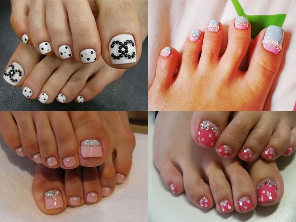 Nail design alla moda sulle gambe: foto e video