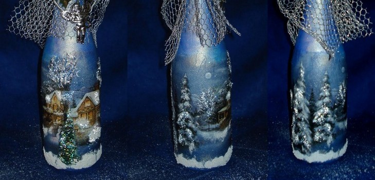 Decoupage di champagne per il nuovo anno