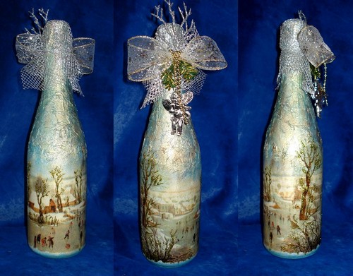 Decoupage di champagne per il nuovo anno