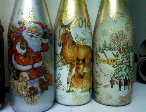 Decoupage di champagne per il nuovo anno