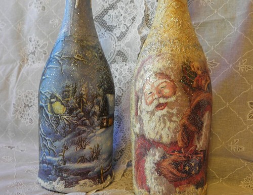 Decoupage di champagne per il nuovo anno