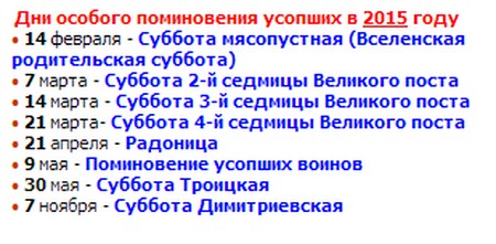 Quando il genitore sabato 2015: la data. Quando il sabato parentale di Dmitriyev (ricorda i morti) del 2015