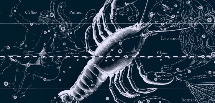 cancro segno su una mappa stella