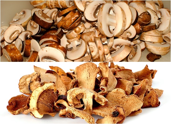 Come conservare i funghi secchi in foto invernali