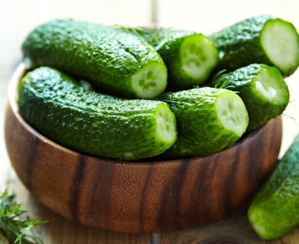 Cetriolo croccante alla luce in una casseruola