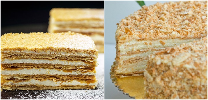 Torta "Napoleone", ricette con una foto a casa: classico (sovietico), con crema pasticcera, con latte condensato, da pasta sfoglia