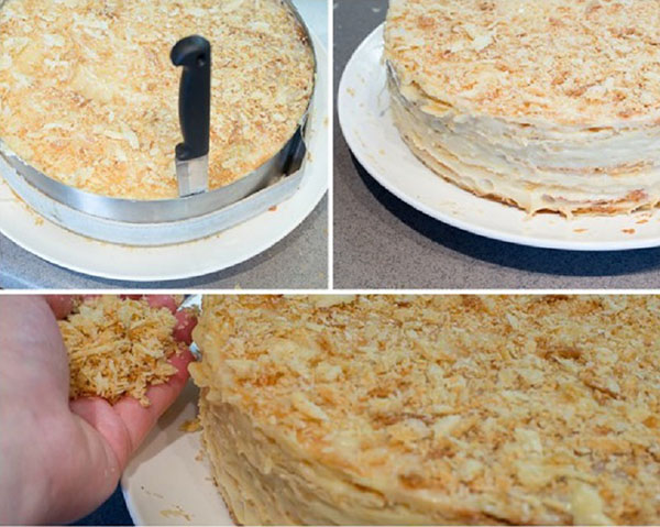 Torta "Napoleone", ricette con una foto a casa: classico (sovietico), con crema pasticcera, con latte condensato, da pasta sfoglia
