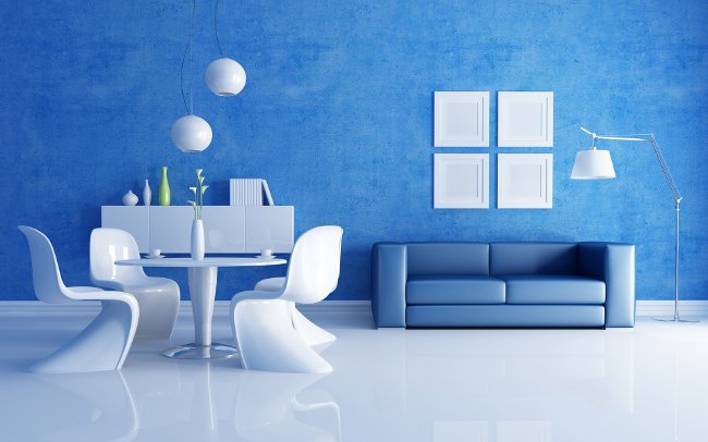 Interno in colore blu