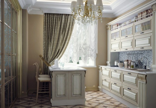 Tende moderne in cucina con una foto