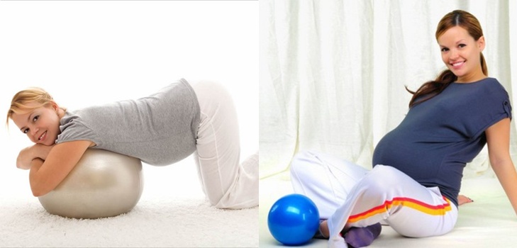 Ginnastica efficace per donne incinte su fitball